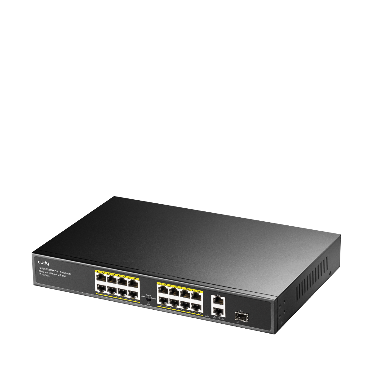 16-FE PoE Switch with 2 Uplink GbE and 1 Uplink SFP, FS1018PS1 3.0