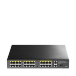 24-FE PoE Switch with 2 Uplink GbE and 1 Uplink SFP, FS1026PS1 2.0