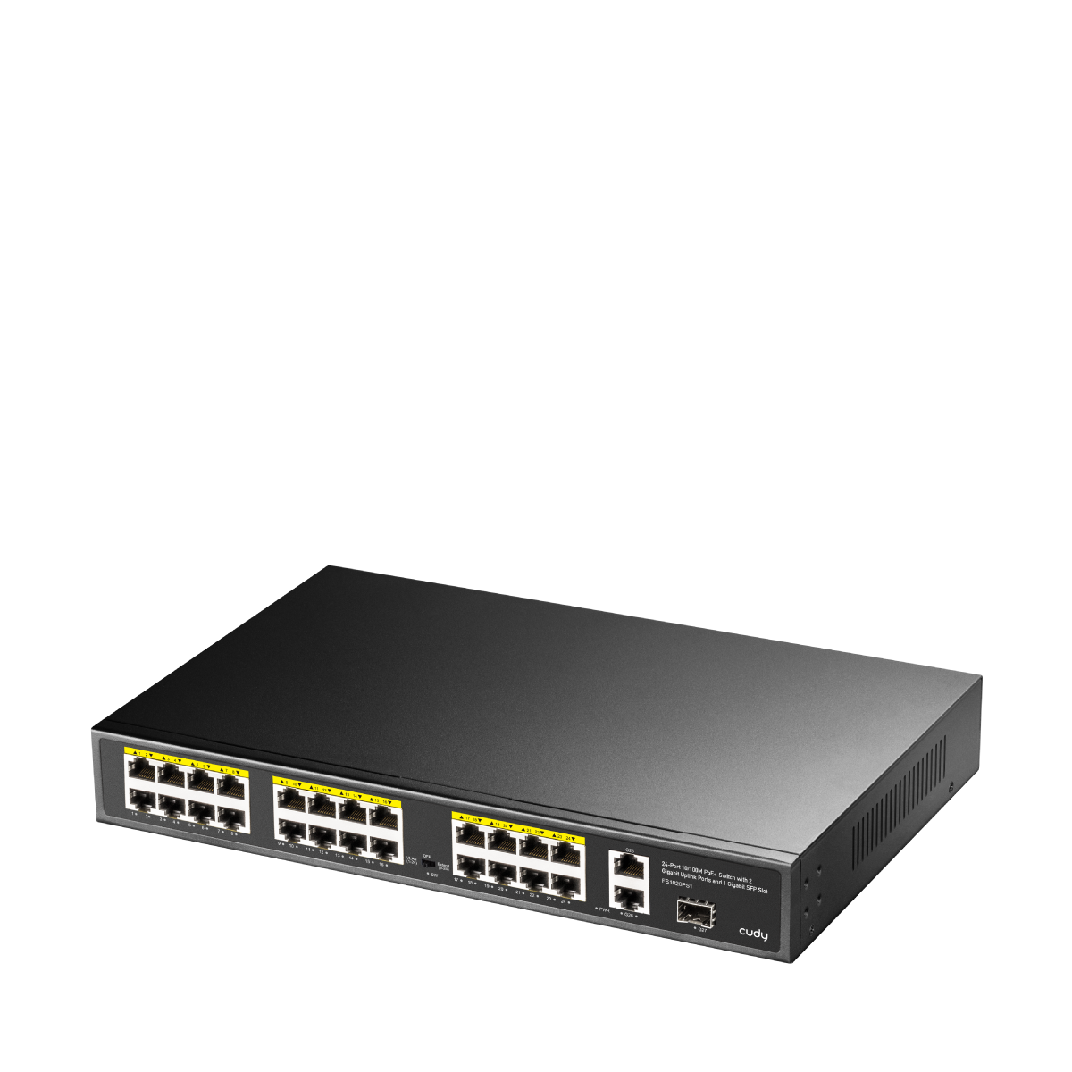 24-FE PoE Switch with 2 Uplink GbE and 1 Uplink SFP, FS1026PS1 2.0