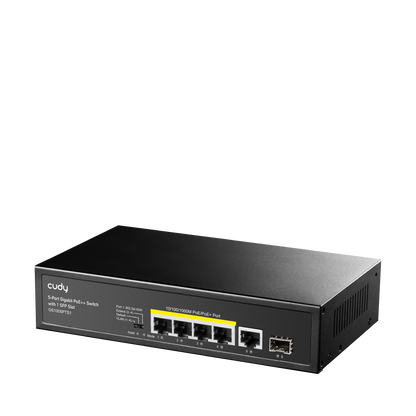 5-Port Gigabit PoE+ Switch with 1 SFP Slot, GS1005PTS1 1.0