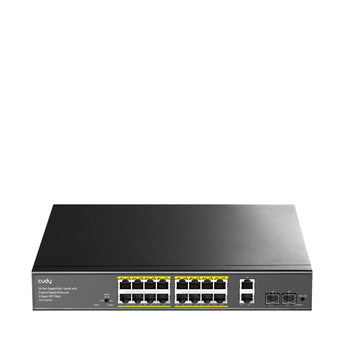 16-GbE PoE Switch with 2 Uplink GbE and 2 Uplink SFP, GS1018PS2 1.0