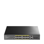 16-GbE PoE Switch with 2 Uplink GbE and 2 Uplink SFP, GS1018PS2 1.0