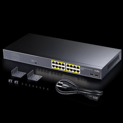 16-GbE PoE Switch with 2 Uplink SFP, GS1020PS2 2.0