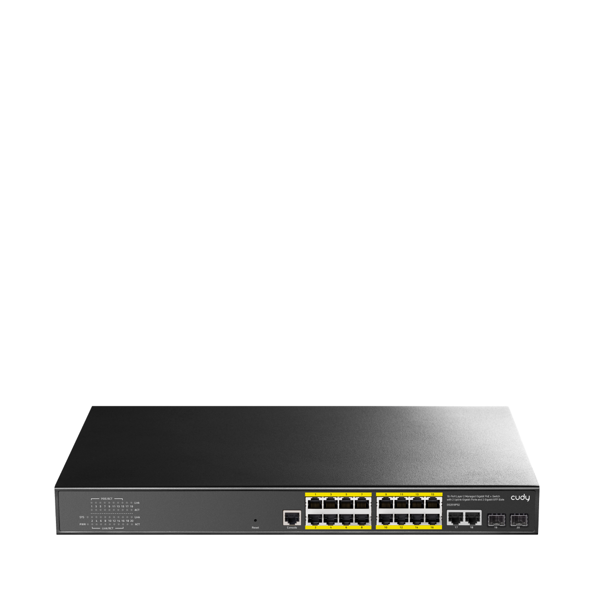 16-GbE PoE L2 Managed Switch with 2-GbE and 2-SFP, GS2018PS2 1.0