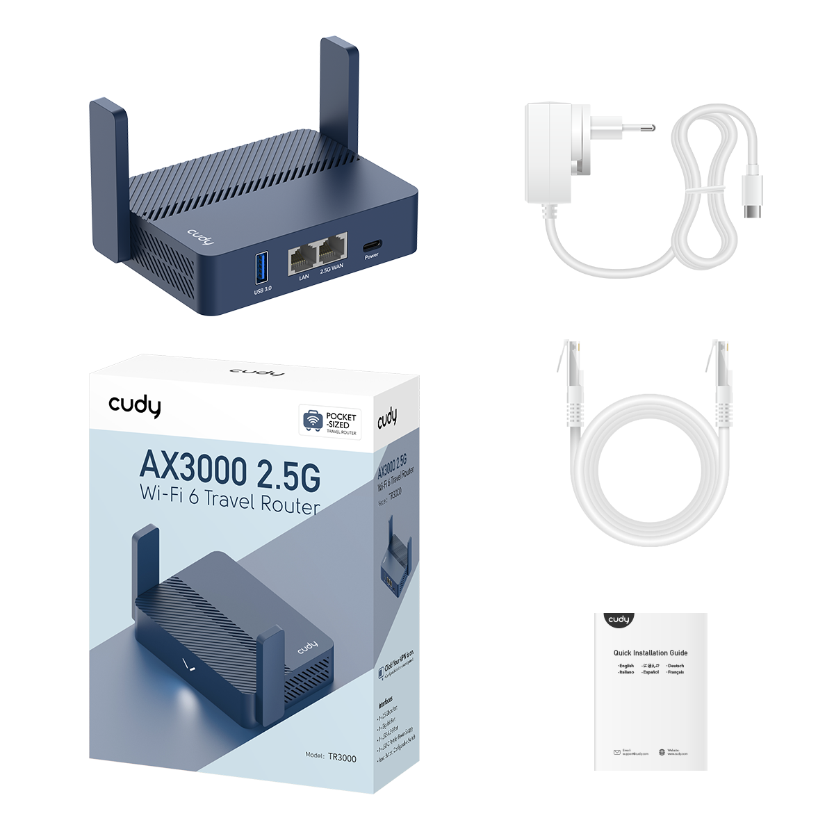 AX3000 2.5G Wi-Fi 6 Mini VPN Router, TR3000 1.0