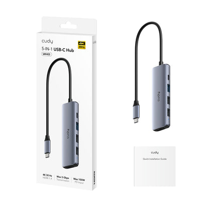 Concentrador USB-C 4K HDMI 5 en 1, UH405 1.0