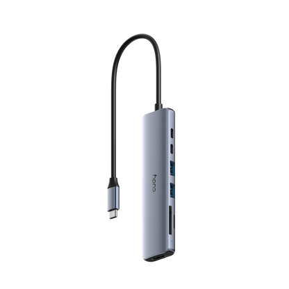 Concentrador USB-C 7 en 1 HDMI SD/TF 4K, UH407 1.0