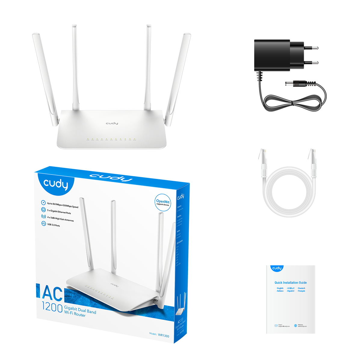 Enrutador Wi-Fi de malla Gigabit AC1200, WR1300 2.0