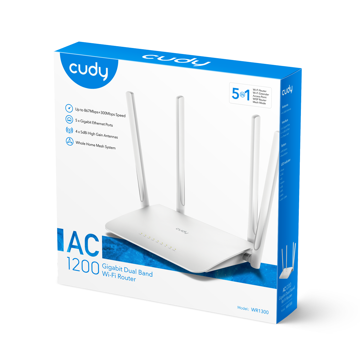 Enrutador Wi-Fi de malla Gigabit AC1200, WR1300 2.0