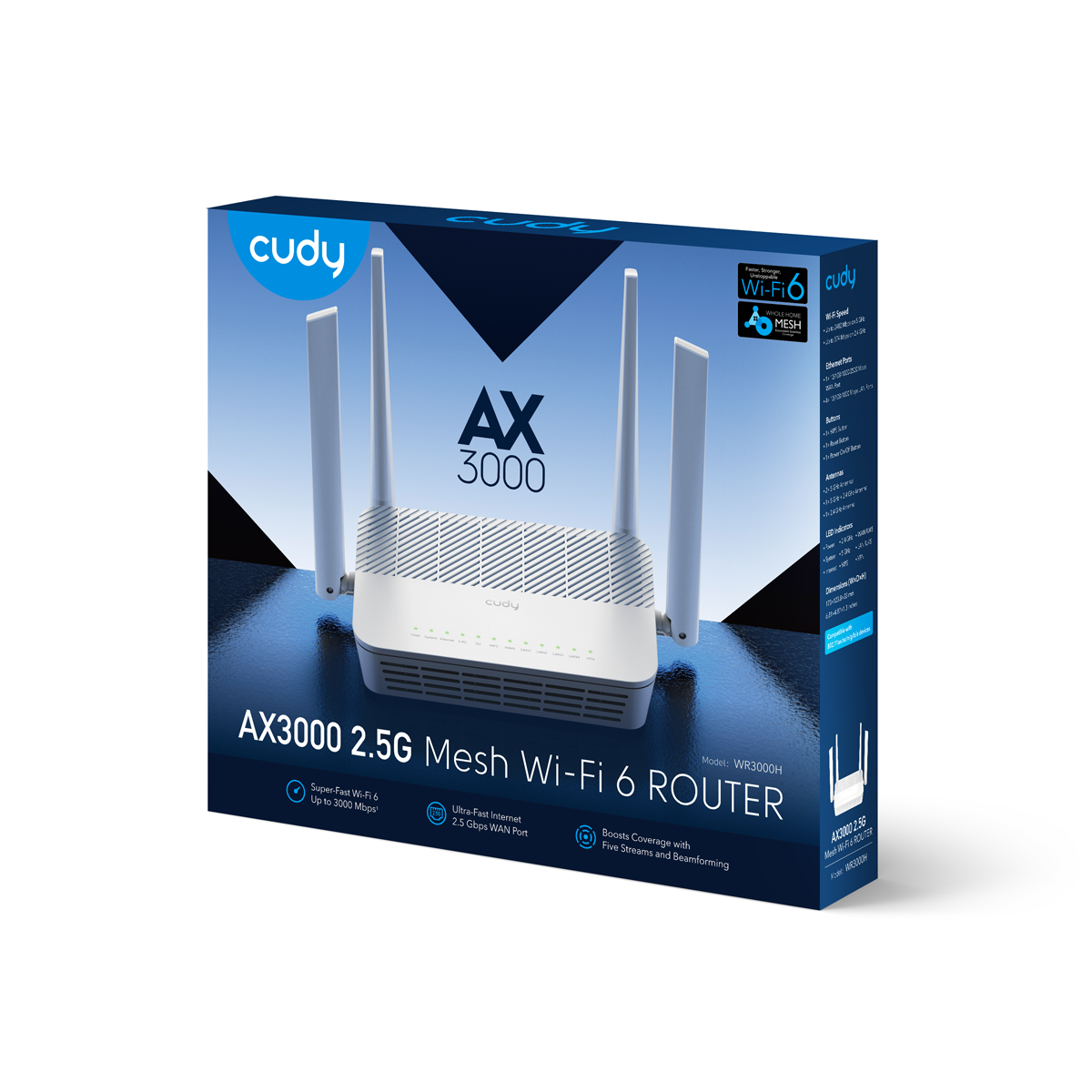 AX3000 2.5G Mesh Wi-Fi 6 Router, WR3000H 1.0