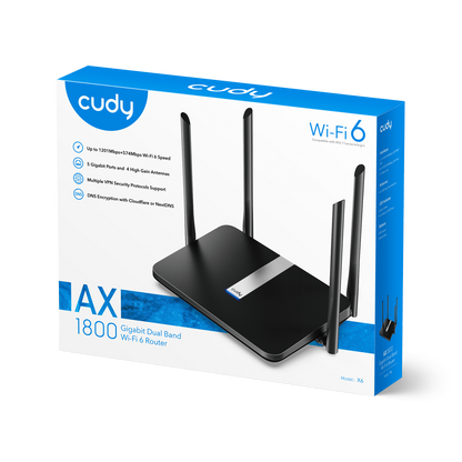 Enrutador Wi-Fi 6 de malla Gigabit AX1800, X6 1.0